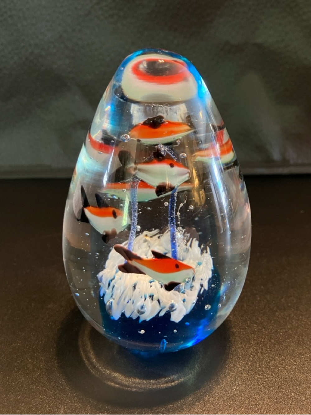 Murano Style Hand Blown Art Glass Aquarium Paperweight